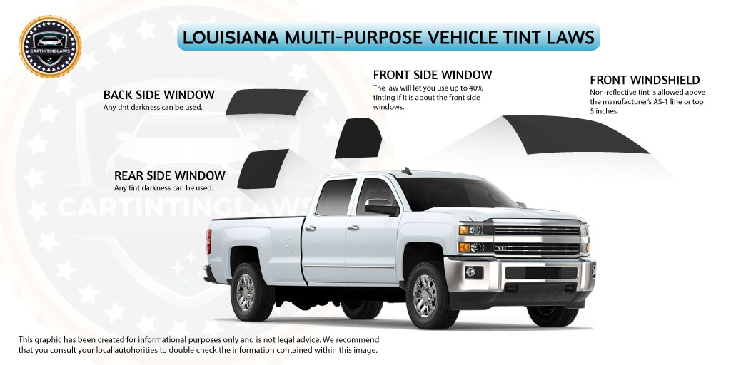 Louisiana Multipurpose vehicle Tint Laws