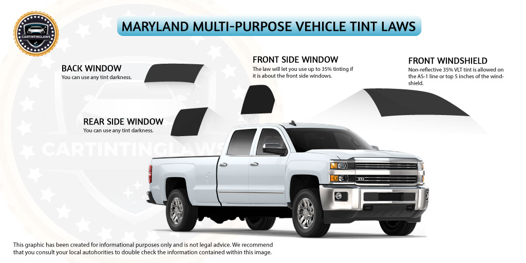 Maryland Car Tint Laws for Multipurpose vehicle