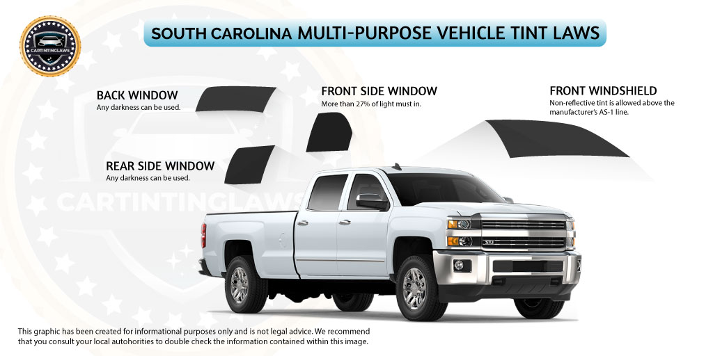 South Carolina Car Tint Laws for Multipurpose vehicle